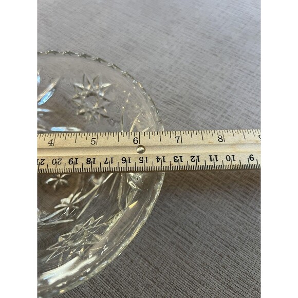 Vintage Clear Pressed Glass Footed Bowl Starburst Sawtooth Rim Candy Nut Dish - Picture 7 of 8